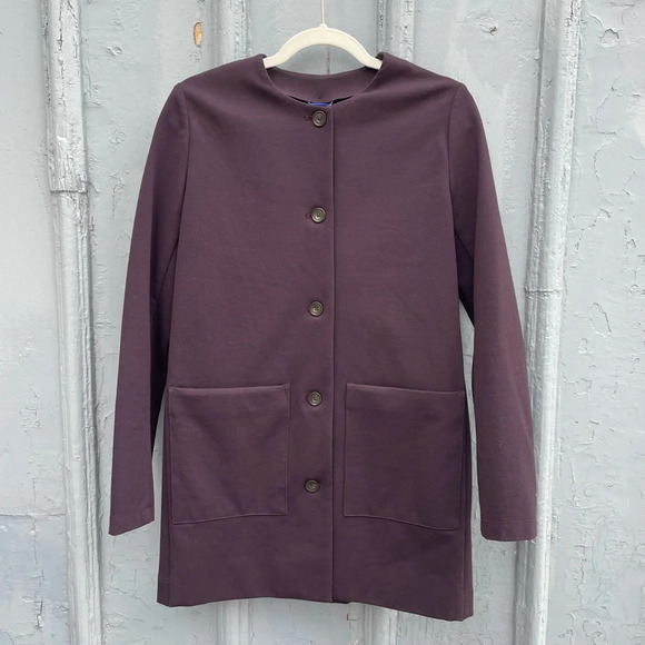 Kit and Ace Collarless Stretch Jacket, Burgundy, Small - Picture 4 of 14